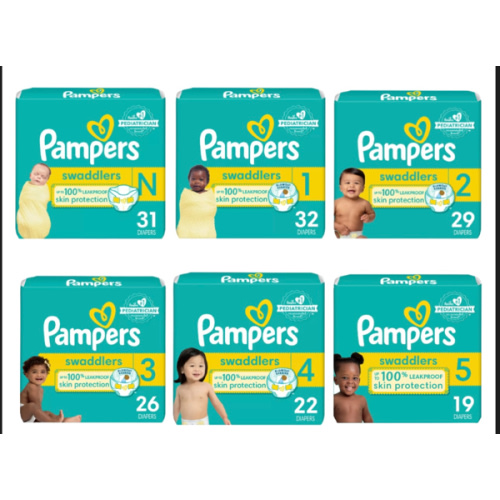 Pampers Swaddlers Diapers, Soft and Absorbent, Size 1, 96 Count