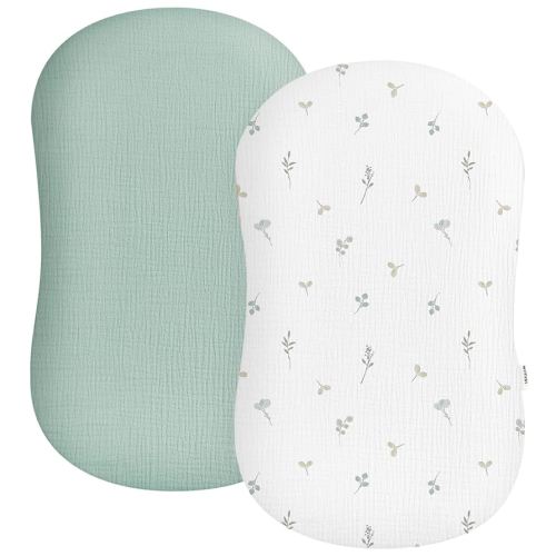 Muslin Baby Lounger Cover 2 Pack, Soft Breathable Newborn Lounger Pillow Cover for Boys Girls Infant