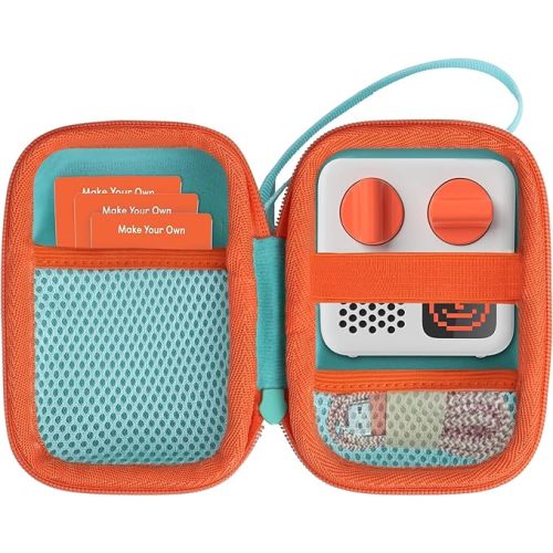 Lebakort Hard Case Compatible with Yoto Mini Kids Audio Music Player Children Speaker Plays Audiobook Cards Radio (Teal + Orange Case)