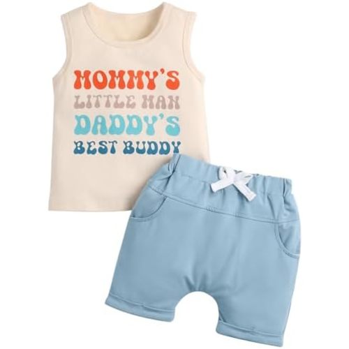 Baby Boy Summer Clothes Sleeveless Tank Tops Vest T-Shirt Casual Shorts Toddler Outfits Set