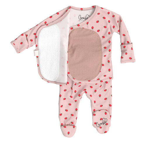 Footie - Strawberries – Bonsie Skin to Skin Babywear
