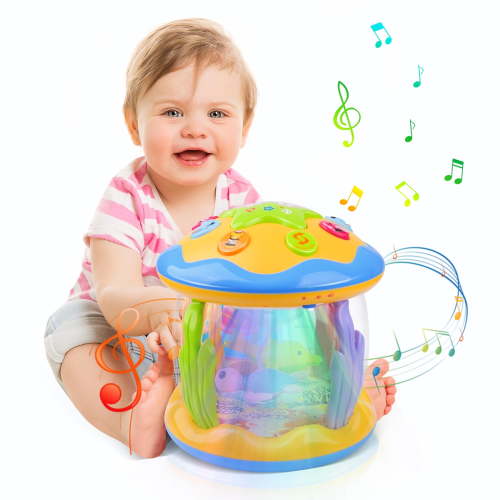 Vanmor Baby Musical Toys with Light Up for Toddlers 1 2 3, Rotating Ocean Projector Infant Toys 12-18 Month, Sitting Crawling Walking Developmental Toys for Babies, Gifts Toys for Kid