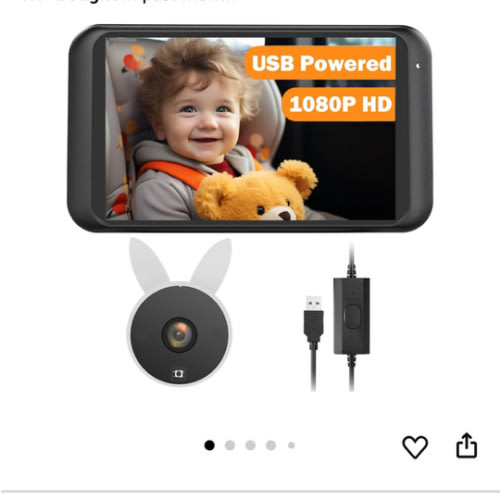 USB Car Camera for Baby : 4.5" Baby Car Camera with 1080P Crystal Clear Mirror View, Easy Installation Carseat Rear Facing Moitor for Kids, HD IR Night Vision Backseat Monitor