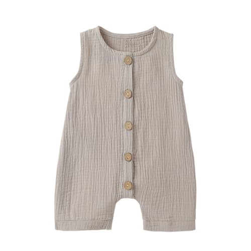 Cecobora Infant Newborn Baby Boys Girls Cotton Linen Romper Summer Jumpsuit Sleeveless Overalls Clothing Set