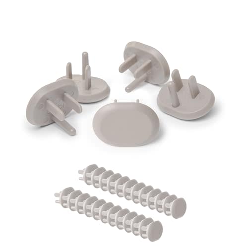 Ubbi Outlet Covers for Child Safety, Plug Protectors, Baby Proofing, Safe & Secure Electrical Plug Covers, Taupe, 24 Count