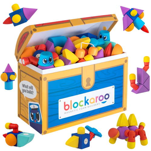 Blockaroo Magnetic Foam Building Blocks XL Builder Set, 100-pc