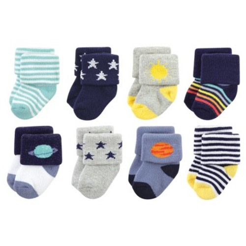 Hudson Baby Infant Boys Cotton Rich Newborn and Terry Socks, Solar System, 0-6 Months