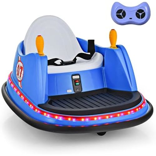 HONEY JOY 12V Toddler Bumper Car, Battery Powered Baby Ride on Bumper Car, Dual Joysticks, Flashing LED Light & 360 Degree Spin, Electric Vehicle Ride on Toys w/Remote Control, Gift for Boys Girls