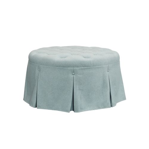 Martha Stewart Terri Blue Skirted Tufted 32 inches Round Ottoman