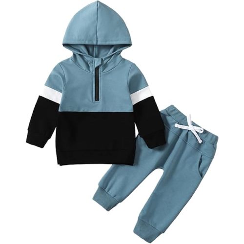 Noubeau Toddler Baby Girl Boy Clothes Long Sleeve Hoodie Zip Sweatshirts Pullover Tops+Casual Pants Set Fall Winter Outfit
