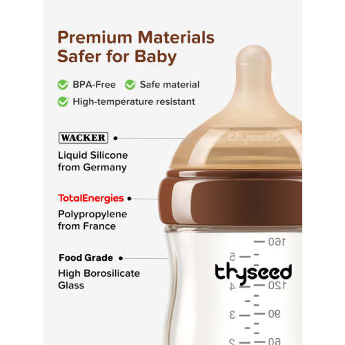 1-2 months Thyseed Glass Natural Anti-colic Baby Bottle