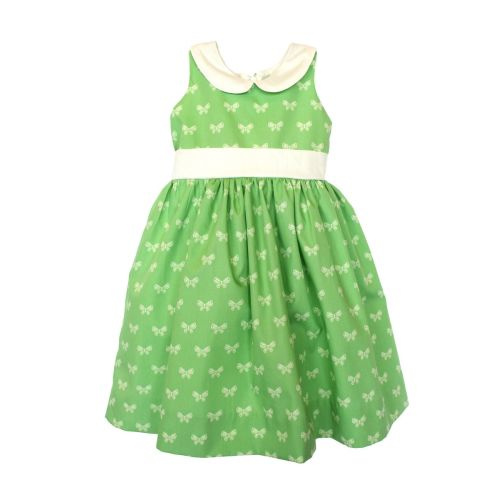 Green Bow Dress With Collar