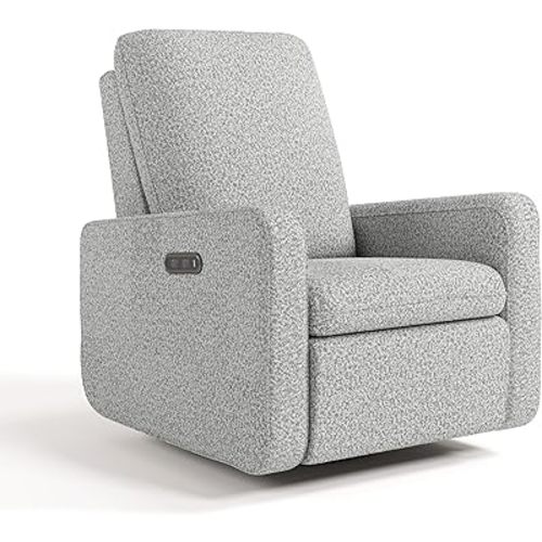Graco Teddi Power Recliner Swivel Glider, Electronic Power Recline, Oeko-TEX 100 Certified, USB-A & USB-C Charger, Premium Cushioning & Comfort – (Salt & Pepper Boucle)