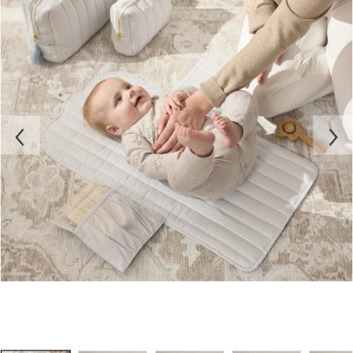 Oxford Stripe Quilted Changing Tote Travel Set