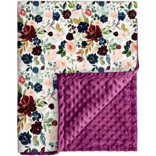 30" x 40" Floral Baby Blanket, Nursery with Double Layer Dotted Backing