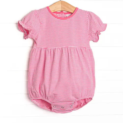 Poppy Puff Sleeve Bubble, Pink Stripe