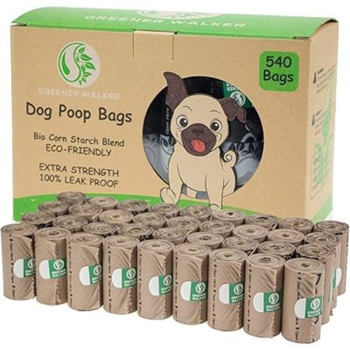 GREENER WALKER Poop Bags for Dog Waste-540 Bags,Extra Thick Strong 100% Leak Proof Dog waste Bags (Brown)