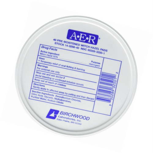 Birchwood A.E.R Witch Hazel Towelette Pads, 14-3250-40, 40 Count HSA/FSA Eligible
