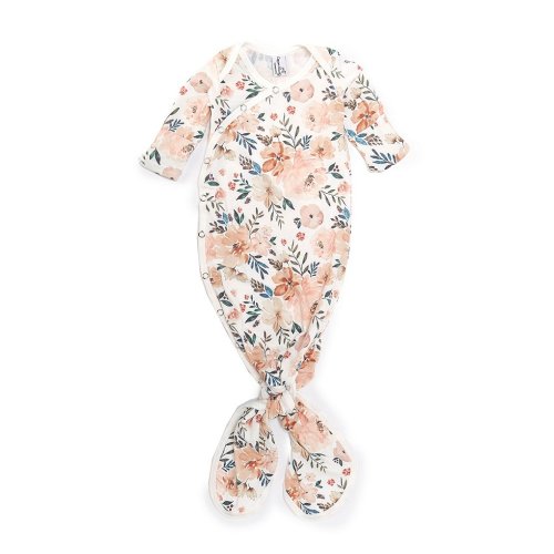 Copper Pearl Baby Girls Autumn Floral Print Long-Sleeve Knotted Gown