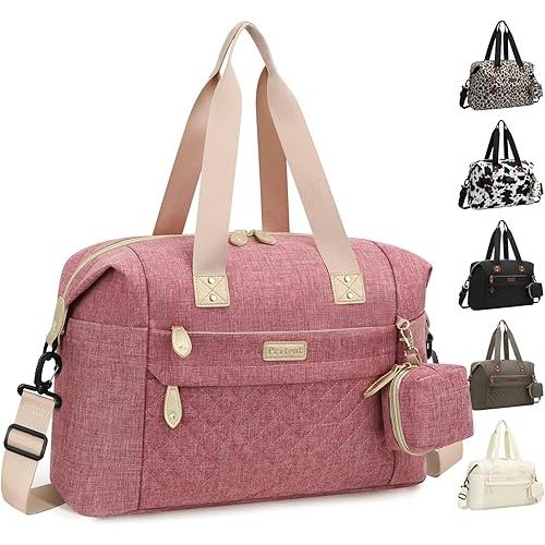 Diaper Bag Tote - Diaper Baby Bags with Pacifier Case, Shoulder Straps, Stroller Clips, Waterproof Large Mommy Bag Maternity Bag Travel Baby Bag for Mom and Dad, Pink