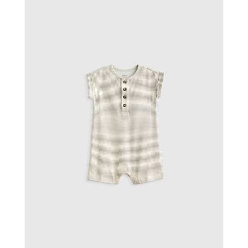 100% Organic Cotton Romper  in Dove Stripe