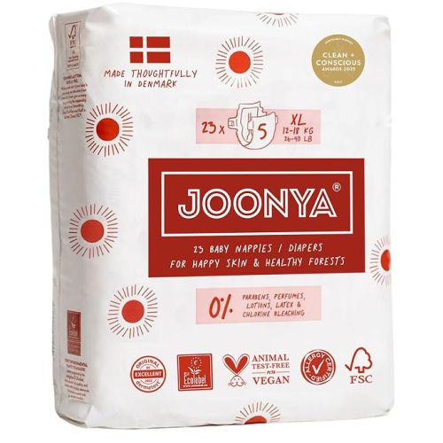 JOONYA Baby Diapers, Non-Toxic, Slim & Soft, Size 5 XL (26-40 lb)