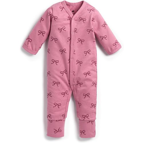 monica + andy On The Go Baby One Piece, Size 0-3 Months, Pink Ribbons, Organic Baby Clothes for Girls, Sustainable Super Soft Fabric, Sizes for Preemie, Newborn & Infant
