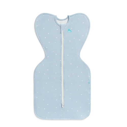 Love to Dream Swaddle Up Original, Arms Up Position, Light and Ultra Breathable Cotton - Wearable Blanket - 1.0 TOG - (20-24°C) Ideal for Moderate Temps (Twinkle Powder Blue, Small, 3.5–6kg)