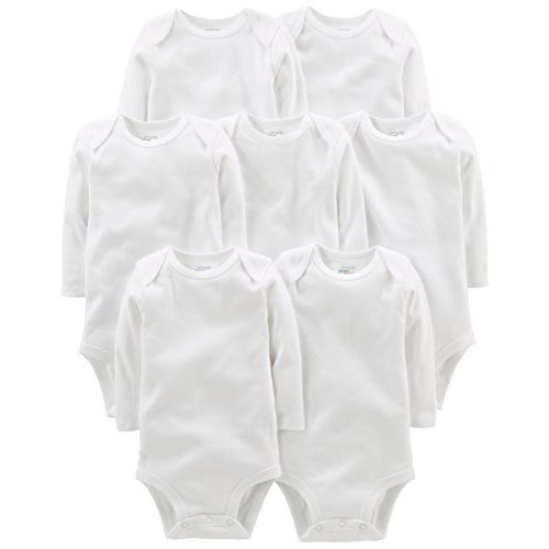 Simple Joys by Carter's Unisex Babies' Long-Sleeve Bodysuit, Pack of 7 - 3-6 Months - White