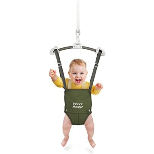 Master Baby Doorway Jumper - Sturdy with Adjustable Strap, Soft Johnny Bouncer Seat, Ideal Gift for Infant, Free Installation, Green
