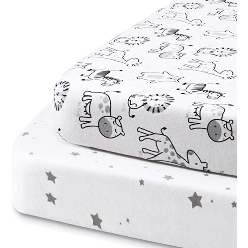 Beberoad Love 2 Pack Baby Bassinet Sheets, 100% Cotton Soft Universal Fitted Sheets for Oval, Hourglass and Rectangular Bassinet Mattress Pad-Elastic Washable, White, 32 x 18 x 3 Inches