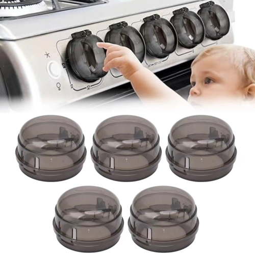 5 Pack Stove Knob Covers for Child Safety, Adhesive Oven Knob Locks Prevent Kids from Turning On Gas Stove