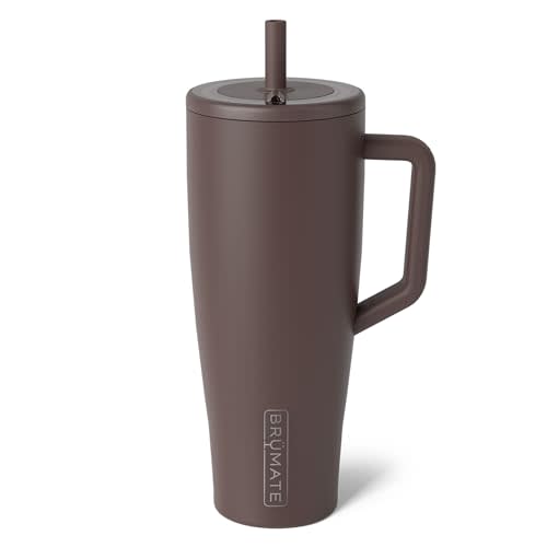 BrüMate Era 40 oz Tumbler with Handle and Straw | 100% Leakproof Insulated Water Bottle Tumbler with Lid and Flexible SoftSip Straw | Made of Stainless Steel | Cup Holder Friendly | 40oz (Java)