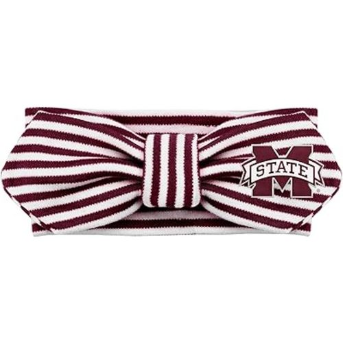 Creative Knitwear Mississippi State Bulldogs Infant Girls Maroon/White Striped Hair Knot Headband Embroidered Logo - Size Newborn - 4T