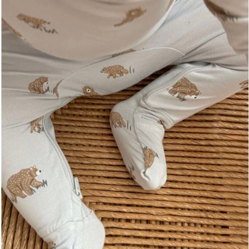Teddies Light Blue Convertible Footie Pajamas | günamüna
