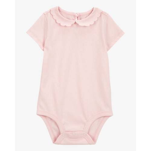 Baby Scalloped Collar Short-Sleeve Bodysuit - Pink - OshKosh B'gosh | Carter's