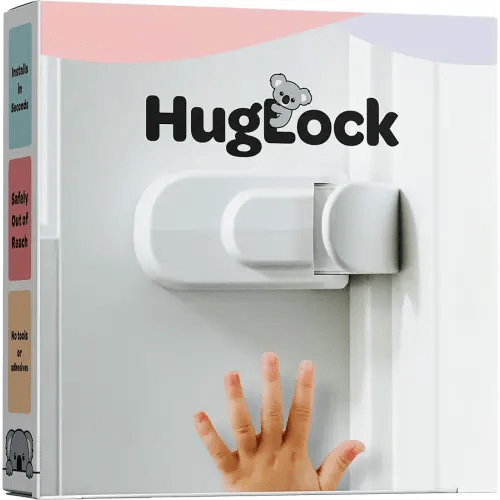 Huglock - The Snap-On Door Lock Kids Can't Reach or Defeat - No Tools or Adhesives Required - Works With Door Knob, Lever or Handle - Childproof Safety Locks are Toddler, Baby and Child Proof (1 Pack)