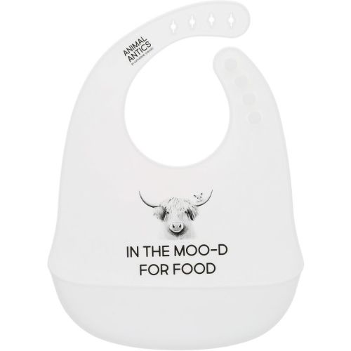 Pavilion Gift Company - Moo-d For Food - Silicone Bib Baby Toddler Child Accessory Cow Cattle Highland Cow Farm Animals Bib
