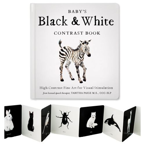 Baby's Black and White Contrast Book: High-Contrast Art for Visual Stimulation at Tummy Time (Tabitha Paige Children's Book Series)