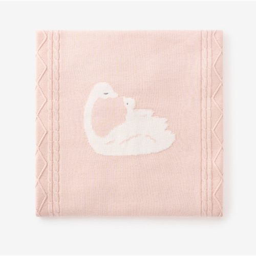 Swan Cotton Cable Knit Blanket – Elegant Baby