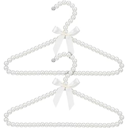 MAGICLULU 2pcs Pearl Beaded Clothes Hangers Children Clothes Hangers White Closet Hangers Newborn Pearl Hangers Infant Hangers Small Hangers for Closet Infant Pet