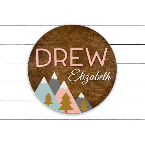 Custom Name Sign | 18-36" Mountain Sign | Adventure Nursery | Outdoor Nursery Room Decor | Wood Sign | Nursery Name  | Shower Gift | Wood