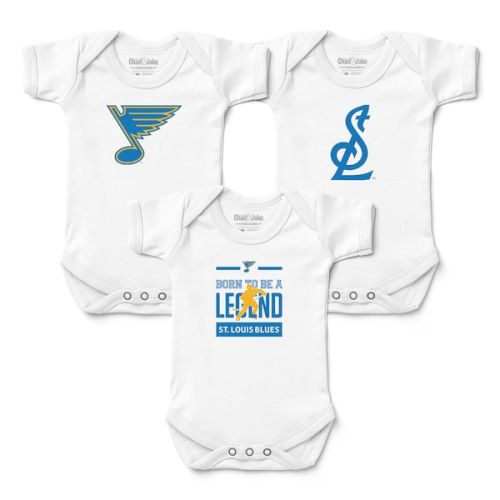 Newborn & Infant St. Louis Blues Chad & Jake White Three-Piece Bodysuit Set