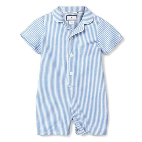 Baby's Twill Summer Romper in French Blue Heritage Stripe