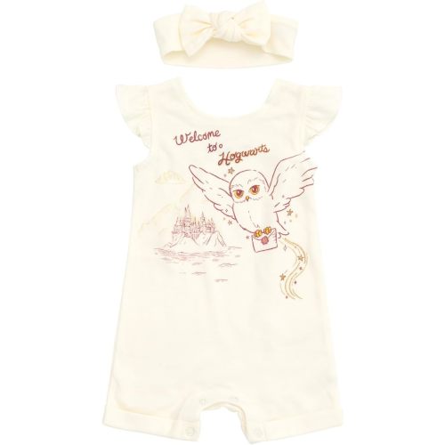 Harry Potter Hedwig Owl French Terry Romper and Headband Newborn to Toddler