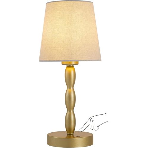 CASTLELIFE Portable Cordless Table Lamp,Touch Desk Lamp Rechargeable Battery Powered, 3-Level Brightness Stepless Dimmable Bedside Night Lamp,for Bedroom/Restaurant/Bars/Outdoor, Bulb Included,Gold