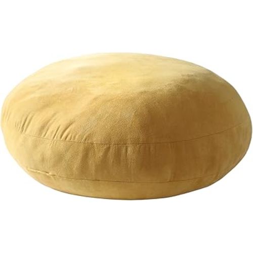 Round Throw Pillow 18x18 for Kids 100% Polyester Filling Super Soft Cushion Ultra Fluffy Down-Like Touch Decor Round Floor Pillow for Couch Bed Sofa, Ginger Yellow, 1 Piece