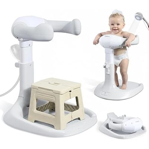 Orzbow Collapsible Baby Shower Stand with Chair, Adjustable Height, Gray