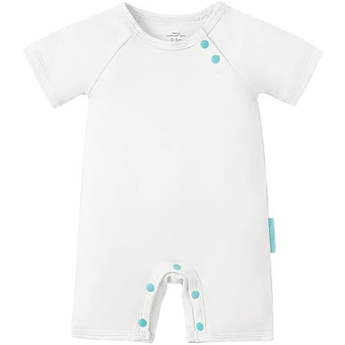 SuperSoft Short Sleeve Baby Romper, Unisex Bamboo Viscose One-piece Summer Pajamas, Boy Girl Footless Jumpsuit Snap Closure