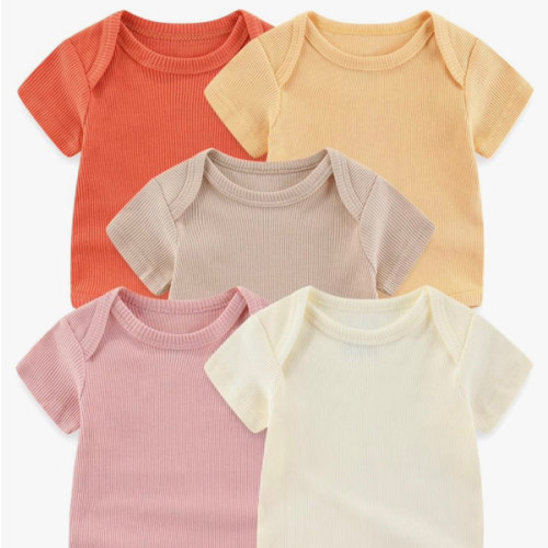 Baby Bodysuits Ribbed Mix Summer Newborn Boy Girl Clothes 5-pack
